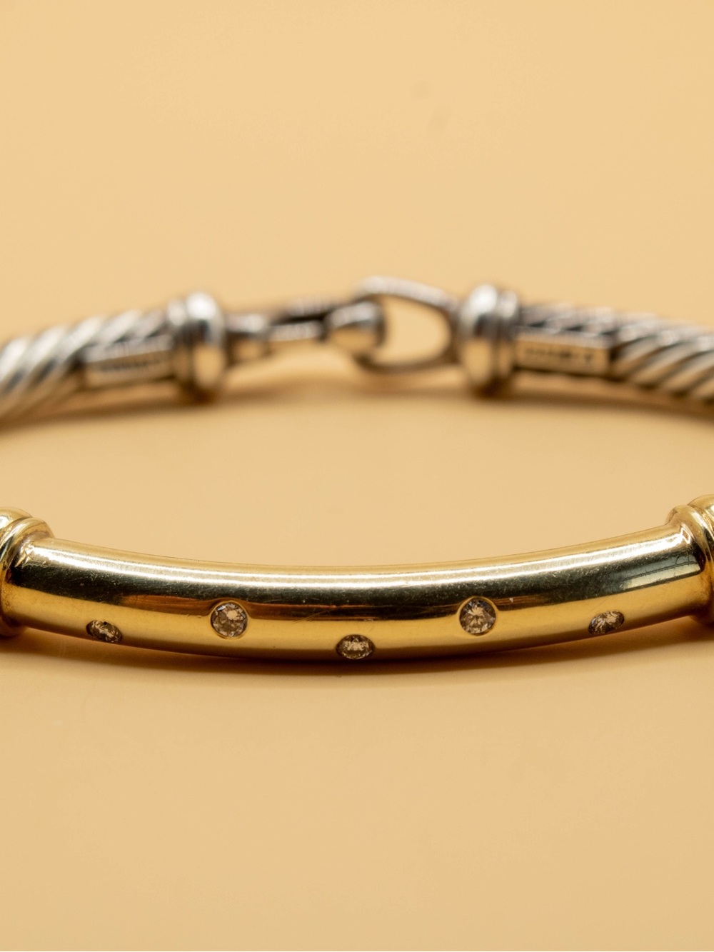 David Yurman Two-Tone 14k gold Diamond Cable Bracelet